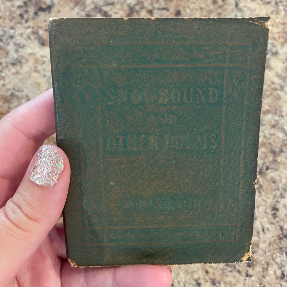 Antique Little Leather Library Book- Snowbound and other Poems